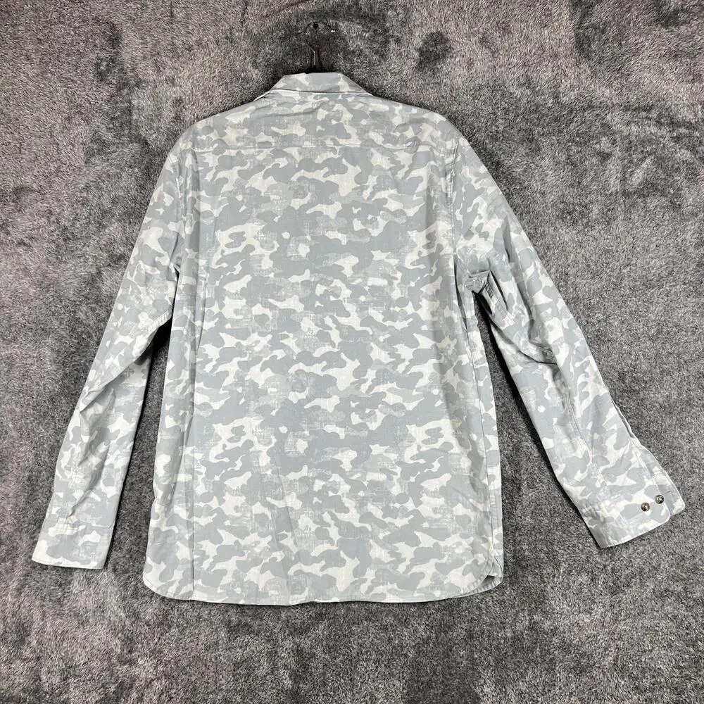 The North Face Shirt Mens Large Gray Camouflage Button Up Long Sleeve